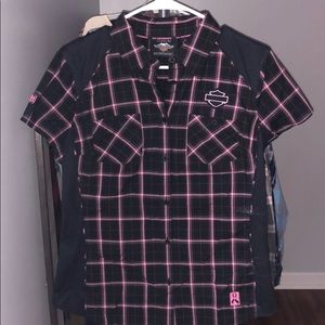 Harley-Davidson pink button up